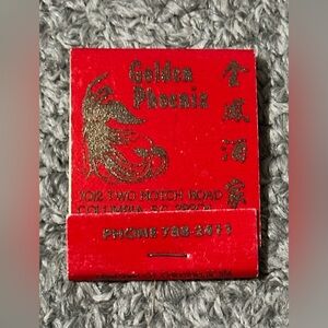Vintage Matchbook Golden Phoenix Restaurant Columbia SC South Carolina Red
